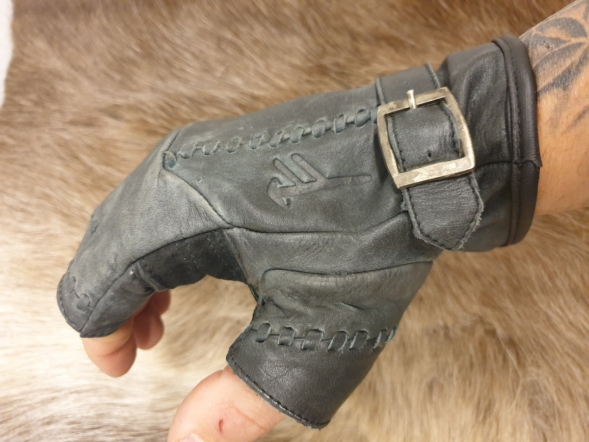 TOR fingerless leather glove BROWN