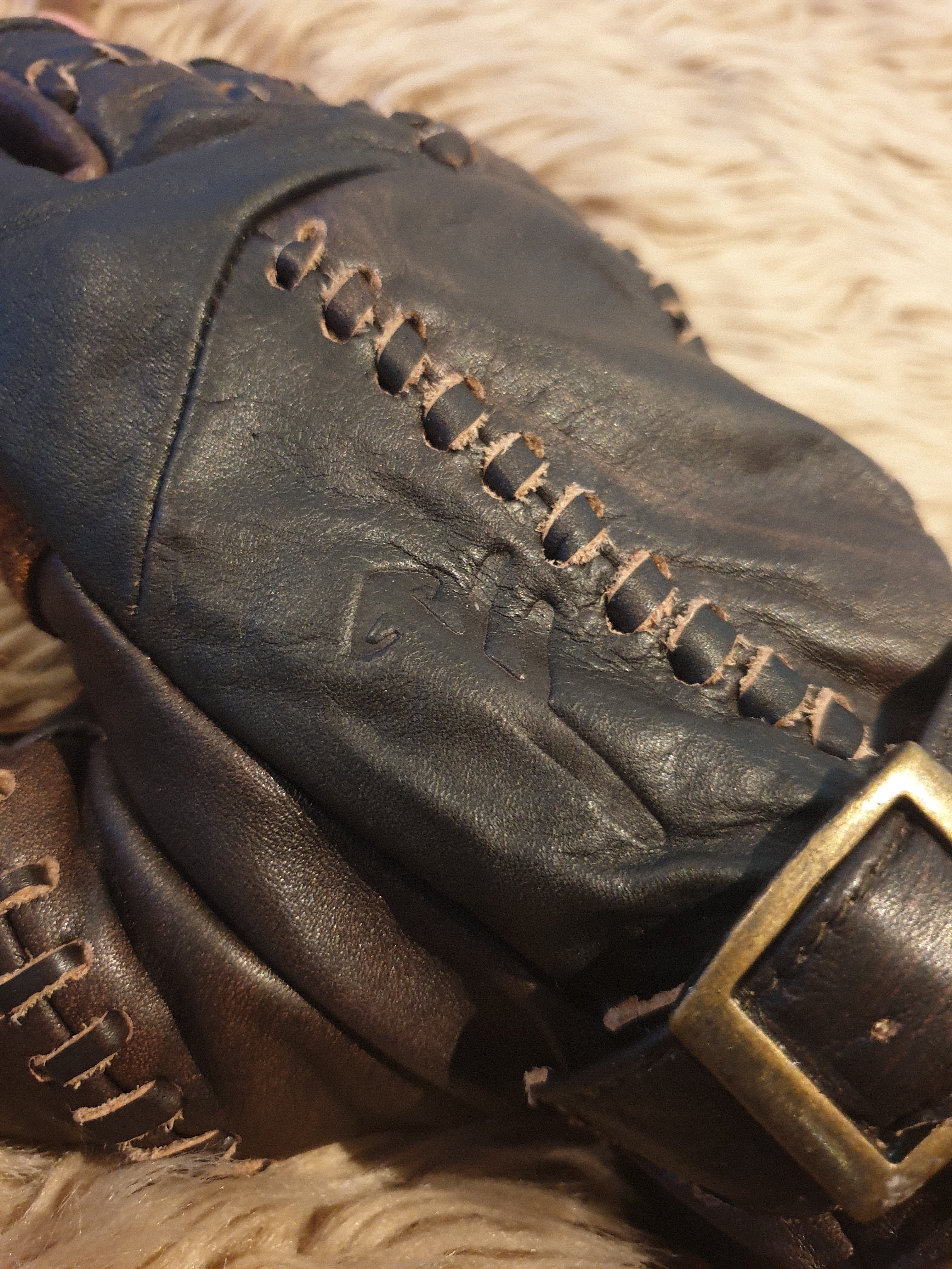 TOR fingerless leather glove BROWN