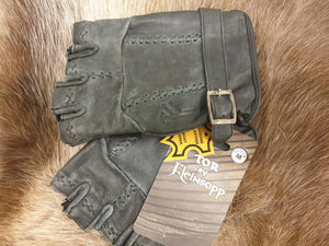 TOR fingerless leather gloves BLACK